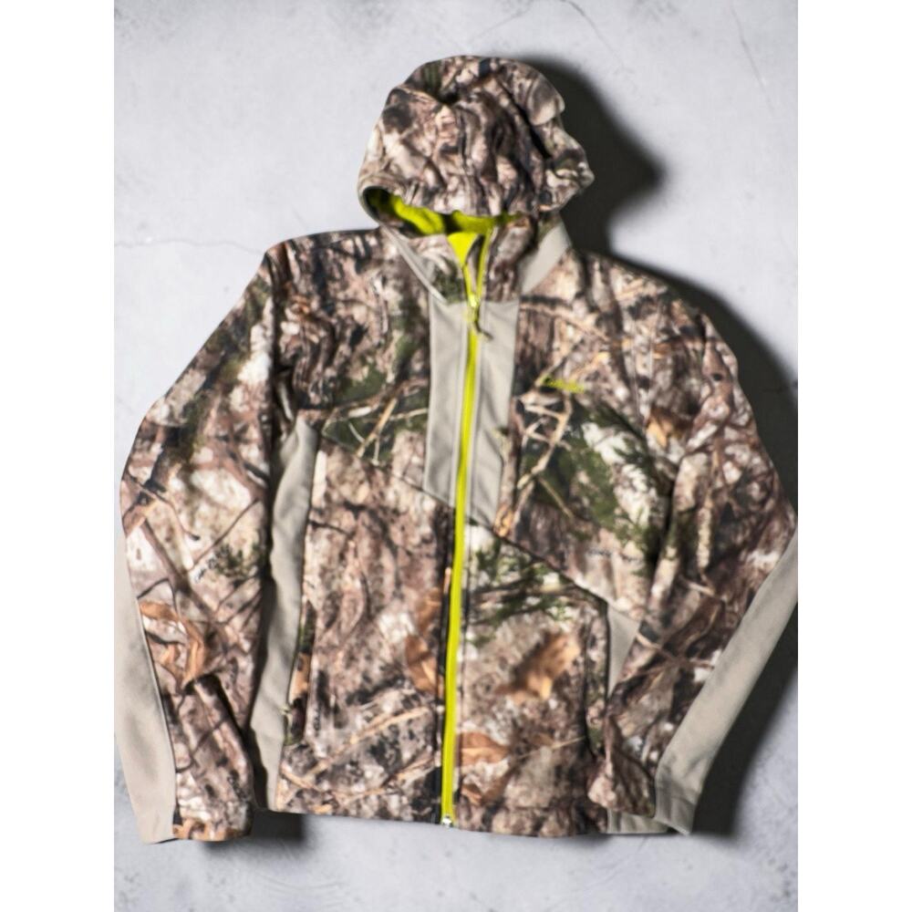 Cabelas Zonz Woodland Camo Jacket Youth Large Hunting Outdoor Hooded Full Zip